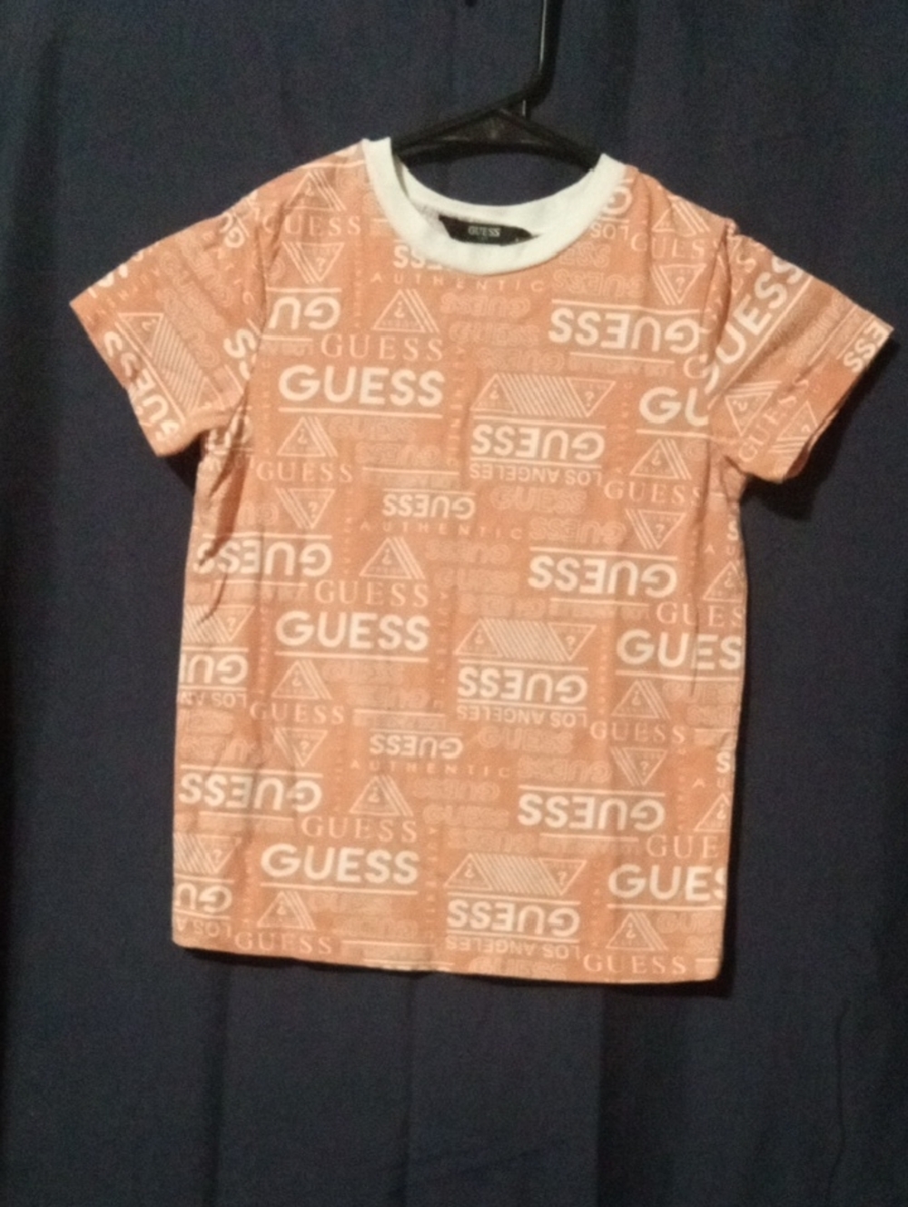 GUESS Graphic Logo Short Sleeve Tee with White Trim